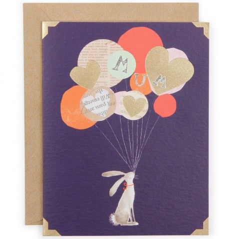 うさぎさんがくわえている風船にメッセージを添えて 素敵でオシャレな母の日カード